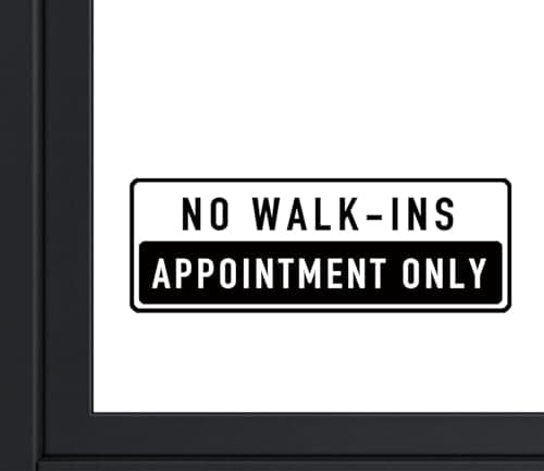 ZLKAPT No Walk-ins by Appointment Only Vinyl Decal - 14"x5" - Professional Business Sign for Storefront Window and Door - Appointment Scheduling Decal - Easy Application (Inside Application, Black) - Image 1