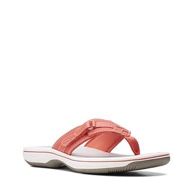 Clarks Women's Breeze Sea Flip-Flop, Bright Coral Synthetic, 7 - Image 3