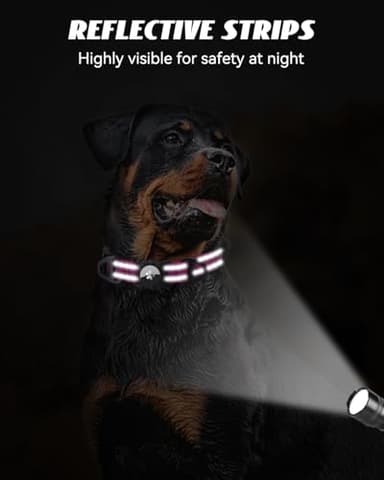 Joytale Airtag Dog Collar, Reflective Pet Collar with Waterproof AirTag Holder, Dual D-Rings, Soft Padded Adjustable for Extra Small and Puppy Dogs, Hotpink, XS - Image 5