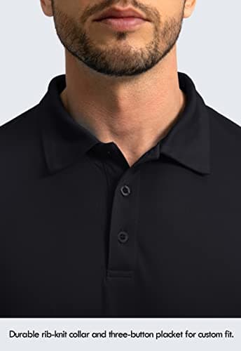 Men's Polo Shirt Long Sleeve Golf Shirts Lightweight UPF 50+ Sun Protection Cool Shirts for Men Work Fishing Outdoor(Black, M) - Image 4
