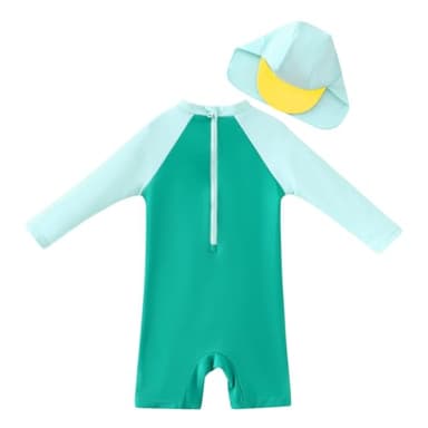 UMELOK Newborn Boys UPF 50+ Sun Protectied Swimsuit with Snap Bottom (Green,whale 0-3 months) - Image 2