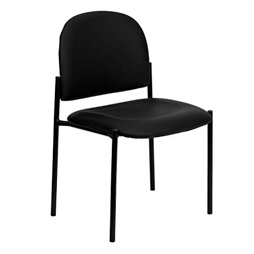 Flash Furniture Tania Comfort Vinyl Upholstered Stackable Side Reception Chair with Padded Seat, Modern Stackable Chair for Living Room/Office, Black - Image 1
