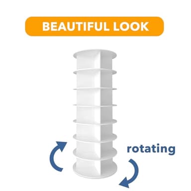 SpaceAid 7 Tier Rotating Shoe Rack Tower, Spinning Shoe Display Lazy Susan, Revolving 360 Shoe Rack Storage Round Carousel, Vertical Handbag Rotate Shoes Closet Organization (7-Tier White) - Image 7