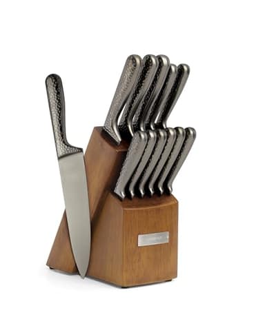 Cambridge Silversmiths Nero Cutlery Set with Block, Stainless Steel,12-Piece - Image 1