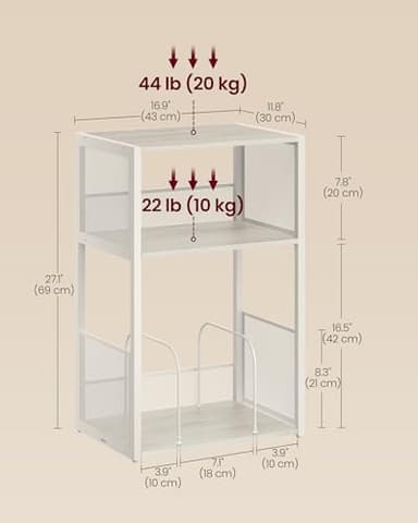 VASAGLE Record Player Stand, 3-Tier Side Table, Vinyl Record Storage up to 100 Albums, End Table for Living Room, Bedroom, Rustic White ULET275W01 - Image 3
