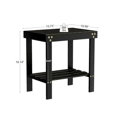 Glavbiku Bamboo Shower Bench, Shower Stool for Shaving Legs with Non-Slip Feet Storage Shelf Safe and Stable, Kids Adults Sauna Chair for Spa, Bathroom, Bedside, Living Room, Outdoor Side Table - Image 3