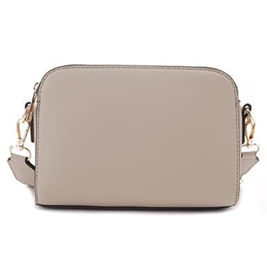 EVVE Triple Zip Small Crossbody Camera Bag with Wide Guitar Strap | Taupe - Image 2