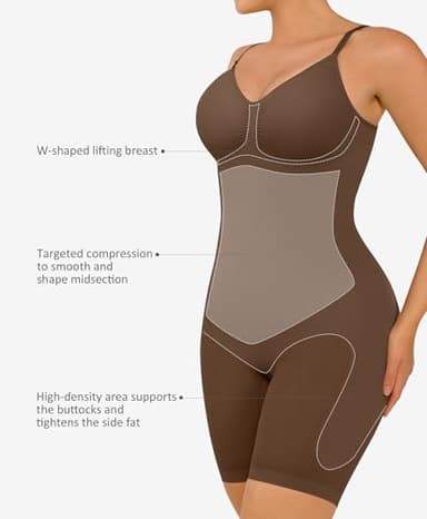FeelinGirl Hip Enhancer Shapewear Full Body Shaper for Women Tummy Control Thigh Slimmer Faja Pusset Brown 5XL/6XL - Image 3