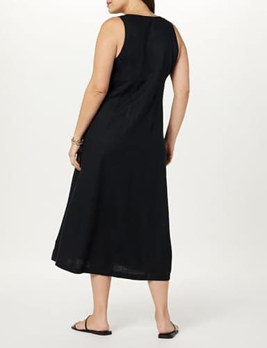 The Drop Women's Blanca Linen Button Front V-Neck Maxi Dress, Black, S - Image 6