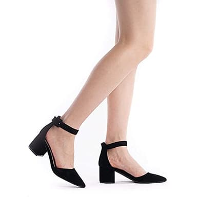 DREAM PAIRS ANNEE Pointed Toe Low Chunky Heels Pump Shoes,Size 8,Black/Nubuck,ANNEE - Image 7