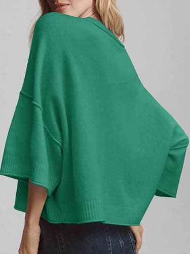 Saodimallsu Womens Short Sleeve Sweater Summer Oversized Cropped Sweaters Casual Crewneck Lightweight Knit Tops Green - Image 4