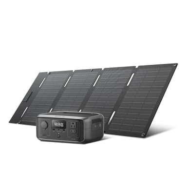EF ECOFLOW Solar Generator RIVER 3 with 45W Solar Panel, 245Wh Portable Power Station LiFePO4 Battery, 300W Up to 600W AC Output, <20 MS UPS, 1Hr Fast Charging Power Station for Outdoor/Camping/RVs - Image 1