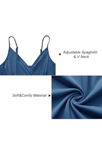 Newshows Women's 2025 Summer Maxi Dress Spaghetti Strap Spring Casual Boho V Neck Split Beach Long Flowy Wedding Guest Dresses Semi Formal Fashion Trendy(Grey Blue,S) - Image 6
