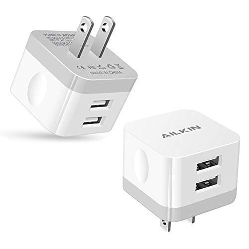 2Pack USB Wall Charger Plug, AILKIN 2.4A Dual Port USB Adapter Power Cube Fast Charging Station Box Base for iPhone 17 16 15 14 13 12 Pro Max SE 11 XR XS, Samsung, Phones Charge Block-White Brick - Image 1