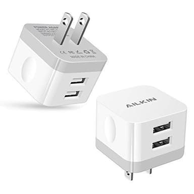 2Pack USB Wall Charger Plug, AILKIN 2.4A Dual Port USB Adapter Power Cube Fast Charging Station Box Base for iPhone 17 16 15 14 13 12 Pro Max SE 11 XR XS, Samsung, Phones Charge Block-White Brick - Image 1