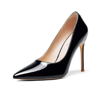 Elisabet Tang Women's High Heels Pumps Closed Pointed Toe Stiletto 4inch Heels Classic Office Special Dressy Wedding Pump Shoes Black 7 - Image 1