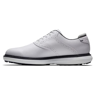 FootJoy Men's Traditions Spikeless Previous Season Style Golf Shoe, White/White/Navy, 10 - Image 3