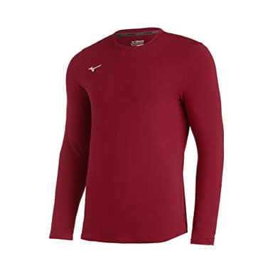 Mizuno Youth Comp Diamond Long sleeve Crew, Cardinal, Large - Image 1