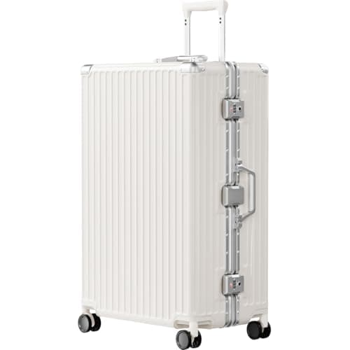 AnyZip Luggage PC+ABS Aluminum Frame Zipperless Checked Luggage Hard Shell Suitcase with TSA Lock Double Spinner Wheels 28 Inch White - Image 1