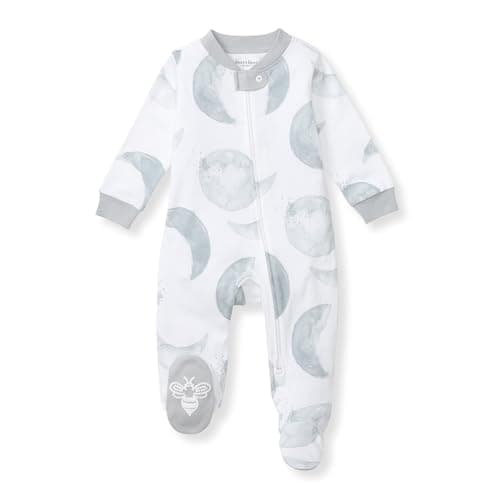 Burt's Bees Baby Boys' Organic Cotton Sleep and Play Footed Pajamas, One-piece Zip Front Romper, Baby Essentials - Image 1