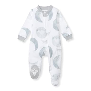 Burt's Bees Baby Boys' Organic Cotton Sleep and Play Footed Pajamas, One-piece Zip Front Romper, Baby Essentials - Image 1