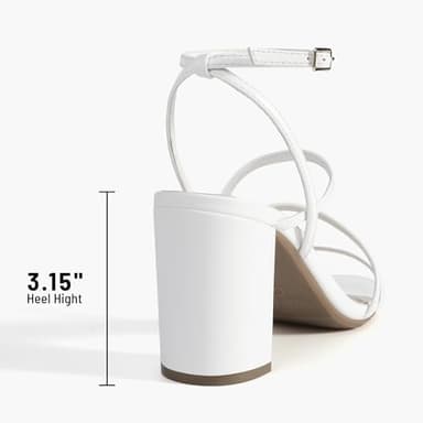 DREAM PAIRS Women's Heels Chunky Block Strappy Square Open Toe Ankle Buckle Heeled Sandals Wedding Party Dress Shoes Indie,Size 7,White,SDHS2428W - Image 4
