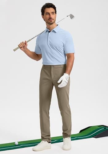 Obla Men's Golf Pants - 30"/32"/34" Slim Fit Stretch Lightweight Trousers with 5 Pockets Casual Travel Dress Work Pants for Men (Taupe_L32 W36) - Image 6