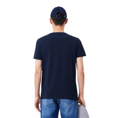 Lacoste Men's Short Sleeve V-Neck Pima Cotton Jersey T-Shirt, Navy Blue, Large - Image 3