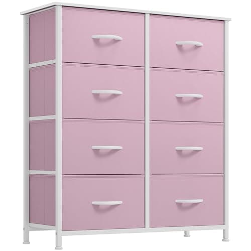 YITAHOME Fabric Dresser for Bedroom, Tall Storage with 8 Drawers, Black Dresser & Chest of Drawers, Storage Drawer Organizer for Closet (Rose Pink) - Image 1