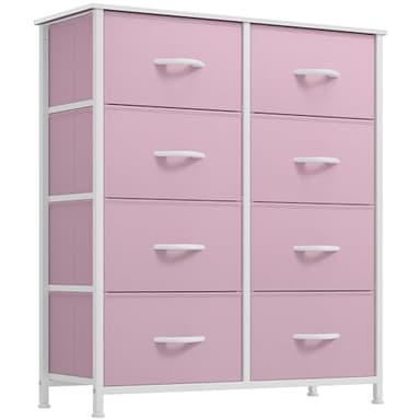 YITAHOME Fabric Dresser for Bedroom, Tall Storage with 8 Drawers, Black Dresser & Chest of Drawers, Storage Drawer Organizer for Closet (Rose Pink) - Image 1