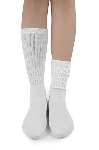 BomKinta Crew Slouch Socks Women - Retro Scrunch Short Sock - Soft Solid Ankle Socks Size 5-11 3 Pair White White White - Image 3