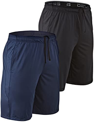 DEVOPS Men's 2-Pack Loose-Fit 10" Workout Gym Shorts with Pockets (X-Large, Black/Navy) - Image 1