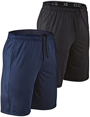 DEVOPS Men's 2-Pack Loose-Fit 10" Workout Gym Shorts with Pockets (X-Large, Black/Navy) - Image 1