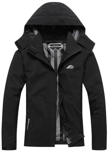 Women's Waterproof Raincoat Lightweight Rain Jacket Detachable Hood Travel Outdoor Black M - Image 1