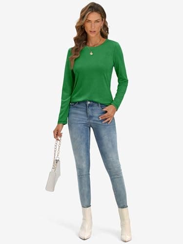 ATHMILE Christmas Womens Long Sleeve T Shirts Crewneck 2025 Fall Trendy Tops Tunic Outfits Fitted Shirts Basic Tee St Patrick's Day Shirts Green - Image 2