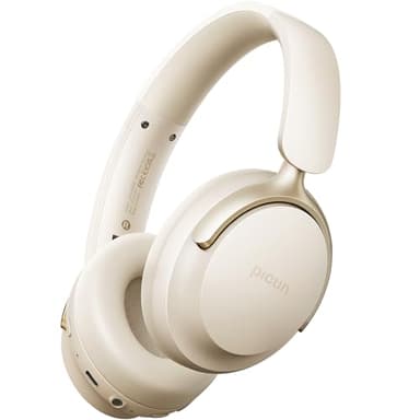 Picun NC60 Hybrid Active Noise Cancelling Headphones, Foldable Wireless Over Ear Bluetooth 5.4 Headphones, 80H Playtime, Transparency Mode, Stereo Bass, Custom EQ via App for Travel Home Khaki White - Image 1