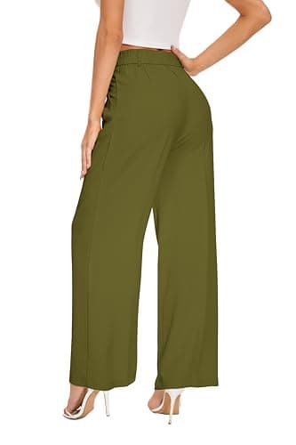 FUNYYZO Women's Wide Leg Pants High Elastic Waisted in The Back Business Work Trousers Long Straight Suit Pants - Image 6