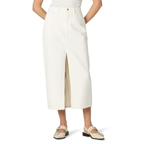 The Drop Women's Dixon Denim Column Skirt, White, S - Image 1