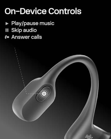 SHOKZ OpenRun with USB-C Charging - Open-Ear Bluetooth Bone Conduction Sport Headphones - Sweat Resistant Wireless Earphones for Workouts and Running - Built-in Mic, with Hair Band - Standard - Black - Image 9