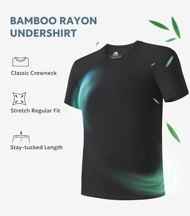 DAVID ARCHY Men's Undershirt Bamboo Rayon Moisture-Wicking T-Shirts Stretch Crewneck Tees for Men, 5-Pack (M, Parisian Blue/Navy/Black/Light Grey/Dark Grey) - Image 4