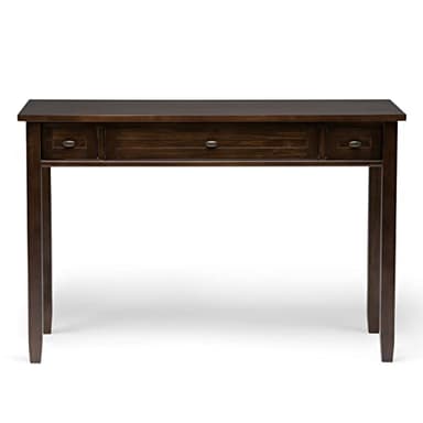 SIMPLIHOME Warm Shaker Desk - 48-Inch Wide Solid Wood Writing Desk in Tobacco Brown, Transitional Home Office Computer Table for Workspace or Study with Flip-Down Keyboard Tray and 2 Drawers - Image 5