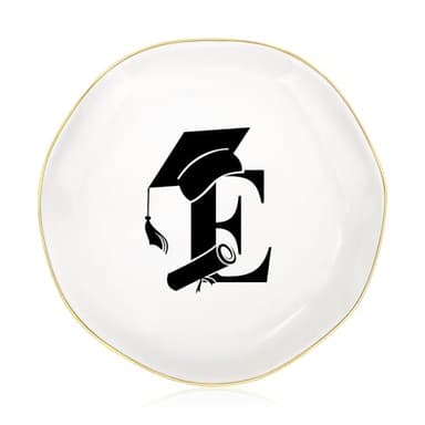 Graduation Gifts for Her, College High Senior Class of 2025 Graduate Gifts for Daughter Granddaughter Niece Women Ceramic Trinket Dish Jewelry Ring Holder Initial E - Image 7