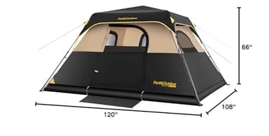FanttikOutdoor Zeta C6 Pro Camping Tent 6 Person Instant Cabin Tent Setup in 60 Seconds with Rainfly & Windproof Portable with Carry Bag for Family Camping & Hiking, Khaki - Image 9