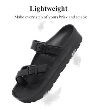 Women's Platform Sandals with Arch Support, Adjustable Strap Toe Loop Slides, Beach Summer Essential Flip Flops Comfortable Lightweight - Image 5