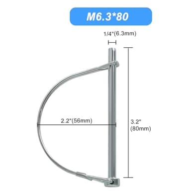 yolmooat 2Pack Premium Trailer Hitch Pin, Trailer Pin,Professional Trailer Coupler Pins for Farm,Trailer,Hitches,Lawn Use,Size 1/4" x 3.2"(6.3mm x 80mm) - Image 2