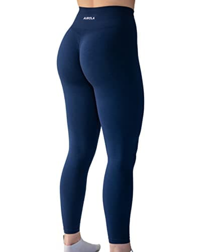 Seamless Scrunch Legging Women Yoga Pants 7/8 Tummy Control Workout Running for Workout Fitness Sport Active Ankle Legging-25'' (L, Tuxedo Blue) - Image 1