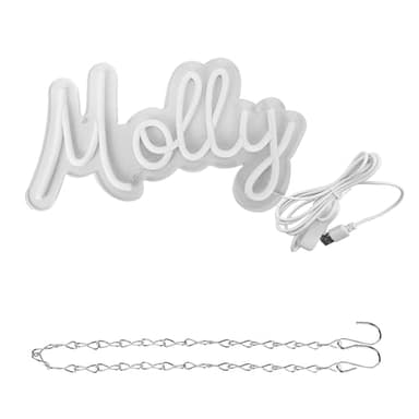 ATTNEON Large Molly Name Neon Sign,LED Molly Name Neon Light for Kids Bedroom,Molly Birthday Party Decoration,Neon Sign Customizable for Wall Decor,Girl Birthday Decor,Size 13.4 * 7.9 inches(JTLD095) - Image 4