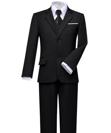Visaccy Kids Suit for Boys Toddler Wedding Outfit Slim Fit Formal Wear Black Boy Suits Size 12 - Image 5