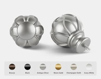 KAMANINA Silver Curtain Rods for Windows 72 to 144 Inches (6-12ft) Long Heavy Duty Curtain Rods, 7/8 Inch Adjustable Drapery Rods with Decorative Netted Texture Finials - Image 2