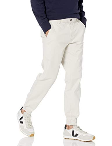 Amazon Essentials Men's Straight-Fit Chino Jogger Pant, Stone, Large - Image 1